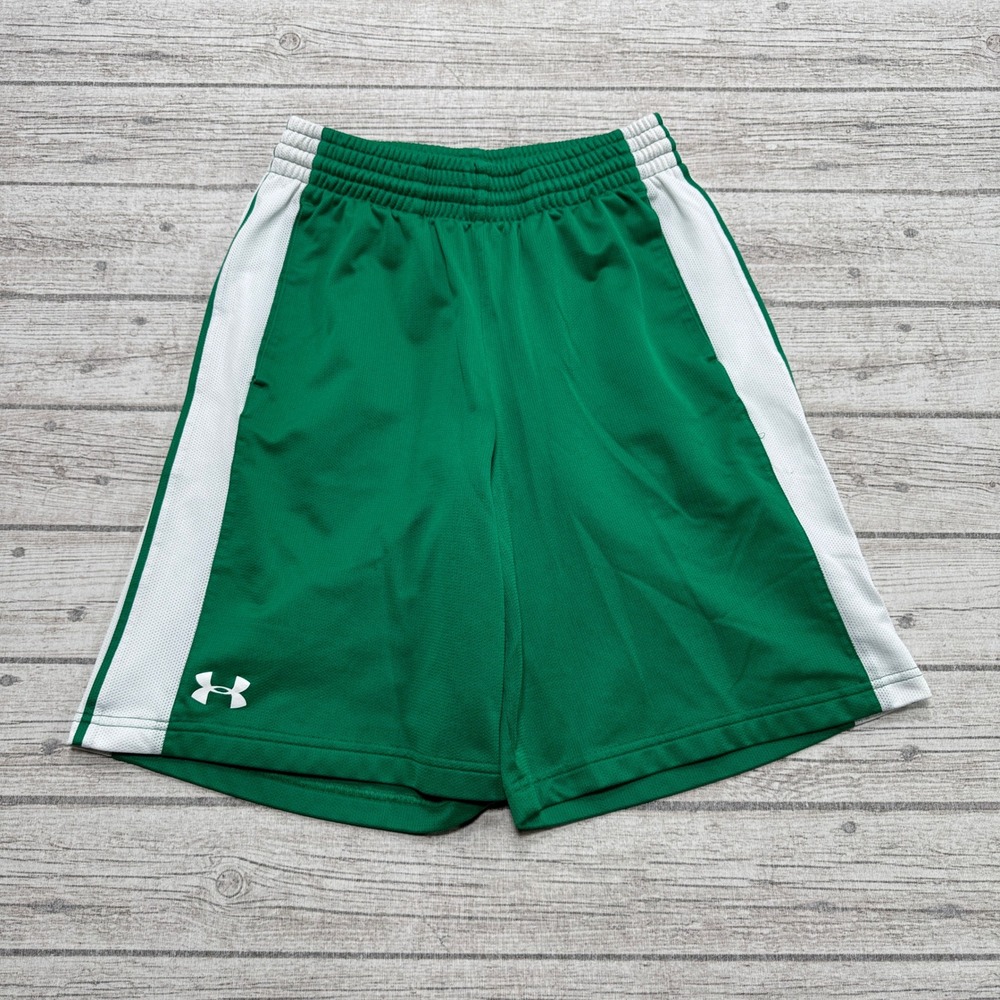 Under Armour Shorts Men's Small Green Mesh Loose Fit Gym Sportswear Basketball